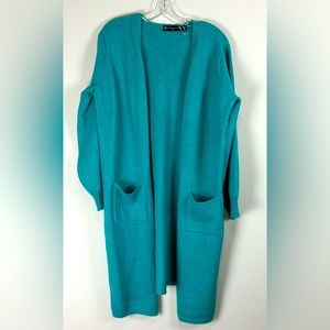 Marguerite Long Cardigan Sweater in Blue Teal